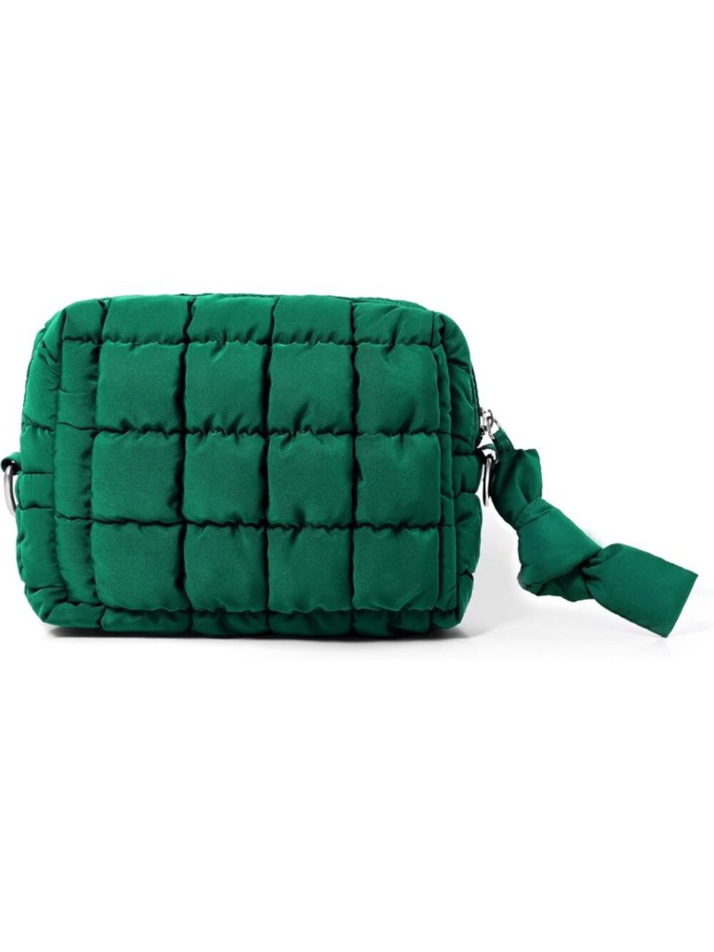 Quilted Makeup Bag Organizer - Cute Travel Toiletry Pouch for Women, Deep Green